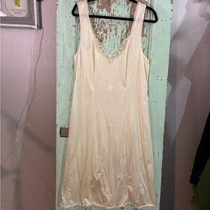 Women’s cream slip dress with floral lace detailing